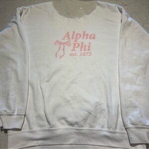 Alpha Phi White Sweatshirt with Pink Logo